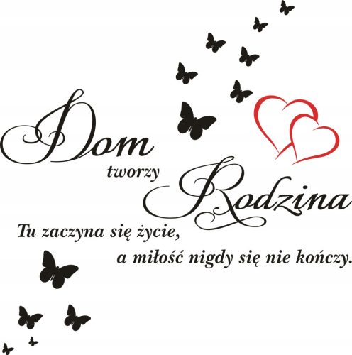  Zidna naljepnica Stickerlandia House made by Family 120x120 cm crni natpis