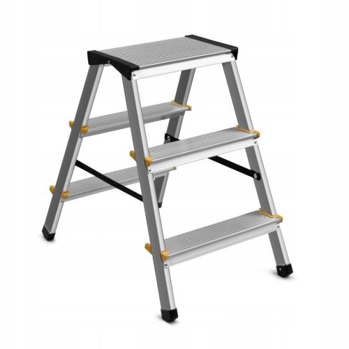 Drabina aluminijske platforme s 3 koraka, proširiva platforma, nosivost 125 kg, 60 cm
