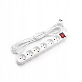 Berge strip produžni kabel 5 m, 6 utičnica, bijeli