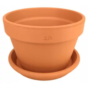    Degrea posuda za cvijeće 25,3 cm x 25,3 x 16,8 cm promjer 25 cm prirodna keramika, terakota + Degrea stalak za cvijeće 24,9 cm keramika