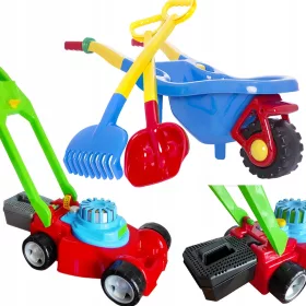 VELIKI SET dječje količke + kosilica + kalupi + lopata