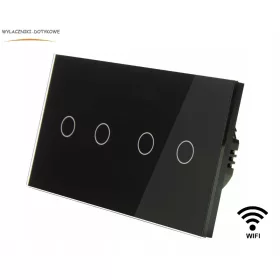   Quadro Smart WiFi prekidač bez N (2+2) Tuya Smart Life dodirno staklo crni