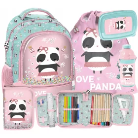kolski ruksak Paso Panda za djevojčice s pernicom