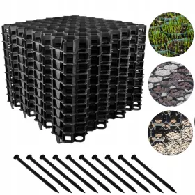   Rešetke, površine za vrt - 10× Plastična rešetka 50 x 50 x 4 cm + 20× Montažni tipl 25 cm za rubove rešetki