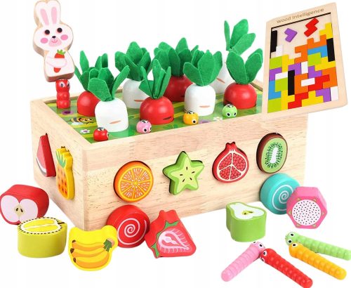 Montessori Edukativni Set S Kockama i Drvenim Kolica