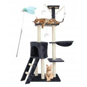   Visoka grebalica za mačke, toranj, krevet, XL, siva MT05, velika, GRATIS štap za pecanje