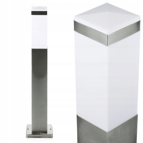 Stup za vrt s LED svjetlom - Moderan kvadratni stup visine 65 cm, srebrni