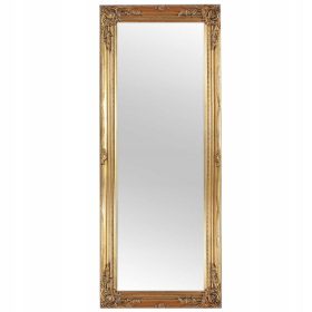   Zlatno Antikno Viseće Zidno Ogledalo, Drveni Okvir, 134 cm x 54 cm