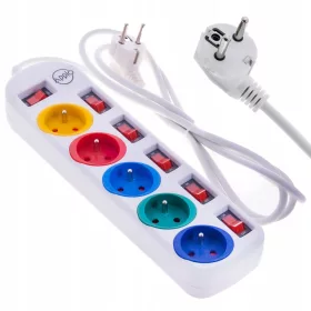 Appio strip produžni kabel 2 m, 5 kom utičnica, bijeli