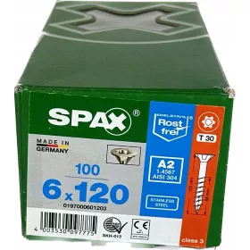   Spax vijci za drvo od nehrđajućeg čelika 6x120 mm 100 kom.