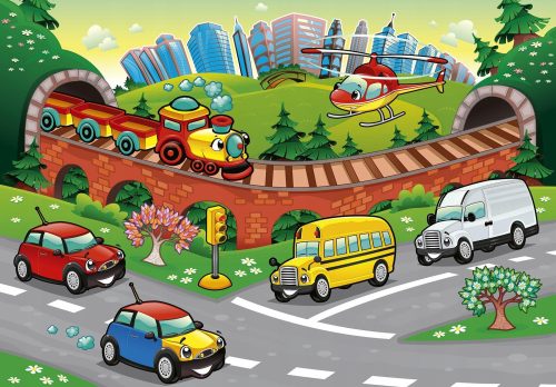 Dječja foto tapeta automobili vlak 312 x 219