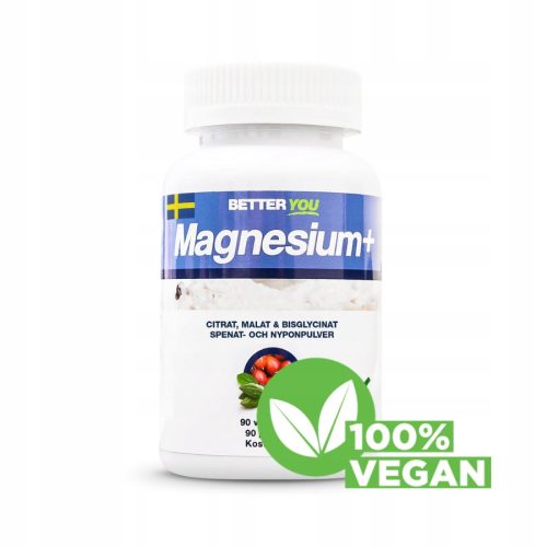 BetterYou Premium Magnez – 90 kapsula sa špinatom i divljom ružom, Vegan-certifikat