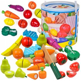 Drveni set za rezanje voća i povrća s čičkom