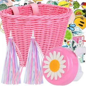    ROZA KOŠARA ZA BICIKL, UPRAVLJAČ, RESE, NALJEPNICE, ZVONO, ZA DJEVOJČICU