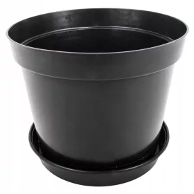    DonKwiat lonac za cvijeće 42 cm x 42 x 30 cm promjer 42 cm plastika crna + GardenPlus stalak za cvijeće + 35 cm plastika