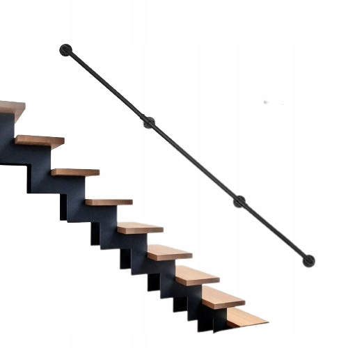 Metalna crna ograda stubišta visoka 366cm s promjerom od 32mm