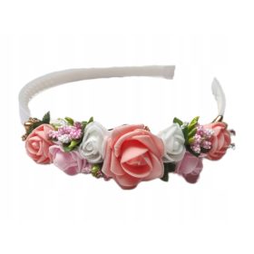    Plastična traka za glavu, puder roza, bijela, cvijeće, ruže