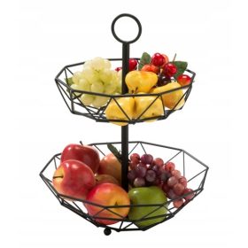  Kvalitetna dvokatna košara za voće i povrće sa stilskim crnim dizajnom