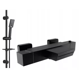   Reihe TERMO crna slavina za tuš + Reihe Cubic CUB-ZND-BL nadgradni tuš set