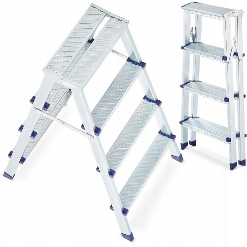 Visoka kvalitetna čelična dvostrana kućna ljestva 2x4 stepenice HIGHER®️ do 125 kg