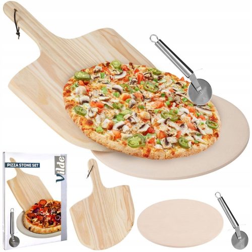 KAMEN ZA PEČENJE PIZZE, šamot, pleh za pizzu, lopata, nož