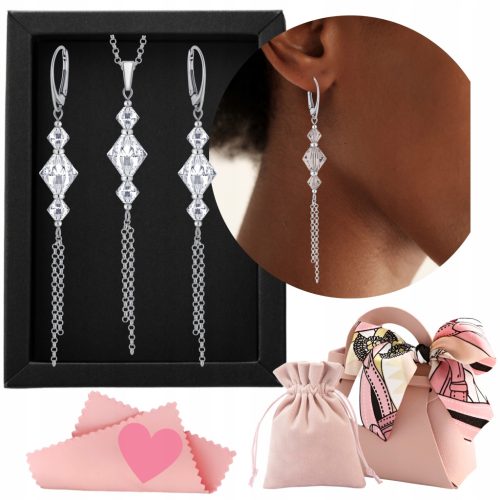 Elegantni set srebrnog nakita s krištalcima za žene