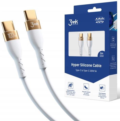 3mk USB-C kabel za brzo punjenje 100W 2m bijeli