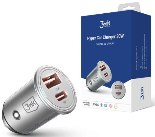 3mk Hyper Car Charger 30W s USB-C i USB-A priključcima