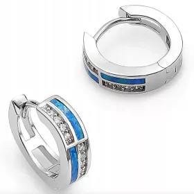 Srebrni naušnice sa cirkonima i plavim opalom