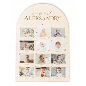 Dječja drvena tablica za 12 fotografija Prva godina života