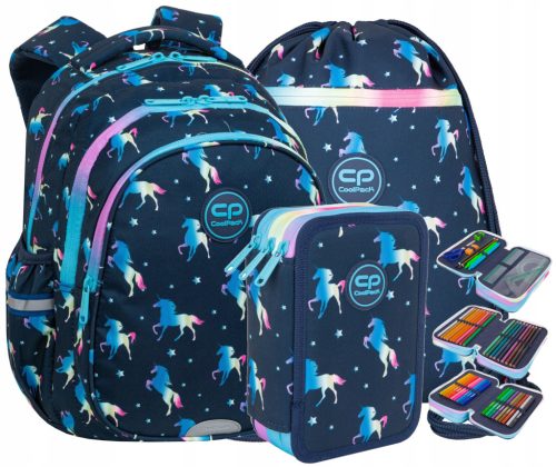 Školski Ruksak Set "Blue Unicorn" s Piórnikom i Torbom za Djevojčice