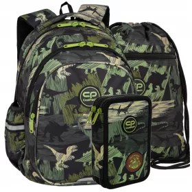   Školski ruksak CoolPack Jerry s pernicom za dječake - Dizajn Dinosaur Adventure Park