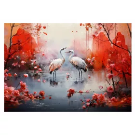 Zidni mural PTICE ŽDRALOVI Japanski vrt 368x254