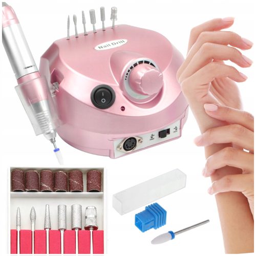  Lewer glodalica za nokte PINK 65W BUŠILICA ZA NAKTE + PRO 65 W GLODALA SET