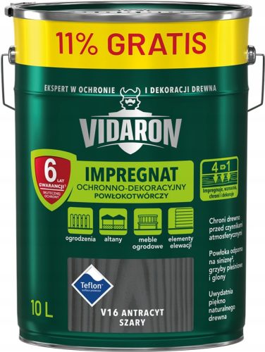  VIDARON Zaštitna impregnacija antracit siva V16 10L