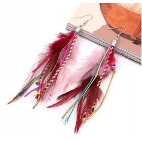 Ružičasto-crvene MD duge naušnice od perja
