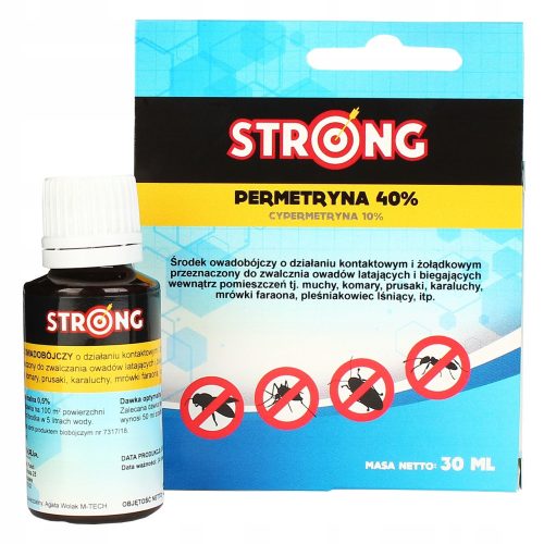  Tekućina protiv žohara, krpelja, komaraca, moljaca, mrava, muha, osa, pauka, buha, stjenica, srebrnih ribica Strong 0,3 kg 0,3 ml