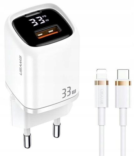 USAMS 33W punjač 1xUSB-C 1xUSB + iPhone kabel