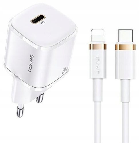 USAMS Ultra mala mrežna punjač 20W s USB-C + Lightning kabelom
