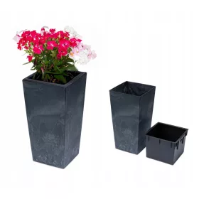   Vrtna posuda - Valle Verde saksija 33 cm x 33 x 60 cm plastične nijanse sive i srebrne