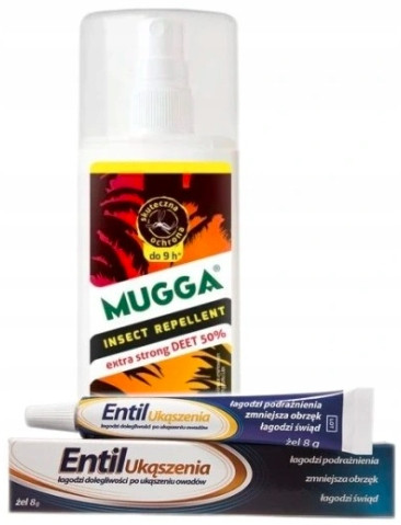  Mugga Deet sprej protiv komaraca i krpelja 50% 75 ml + Entil gel za ugrize Entil bites 8 ml 8 g