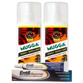   Mugga 2x Sprej protiv komaraca i krpelja 50% + Entil gel za ugrize - Set od komaraca