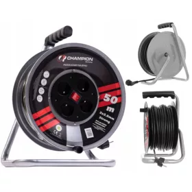 Champion produžni kabel, vrtni, 25 m, 4 kom utičnice, crni