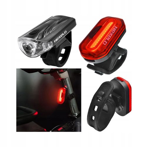  Stražnje LED svjetlo za bicikl NEXELO reflektor + Nexelo svjetlo za bicikl NEXELO baterija
