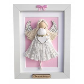 Anđeo Makrame u Okviru za Krštenje i Rođendane