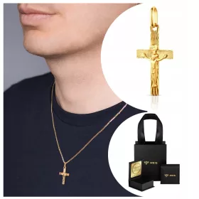 Zlatni privjesak s gravurom križa Isus Krist