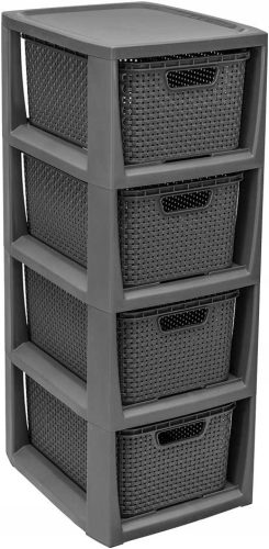 Kupaonski regal s 4 ladice Rattan antracit BRANQ