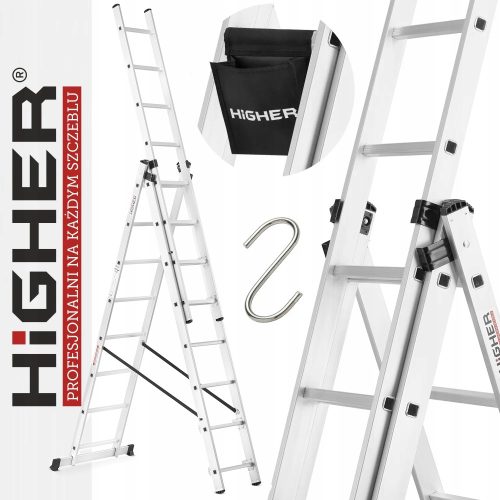 Više ljestve 6,48 m aluminijske 3 x 8 do 150 kg