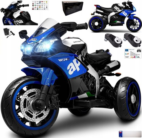 Veliki dječji motocikl na baterije Joy4kids N-666 crno-plavi