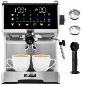    Yoer Barisso 1350 W portafilter espresso aparat, srebrno/siva